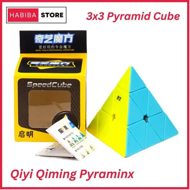 Qiyi Qiming 3x3 Pyramid Cube - Stickerless Design, Smooth Turning, and Fast Speed for Educational Puzzles and Magic Tricks