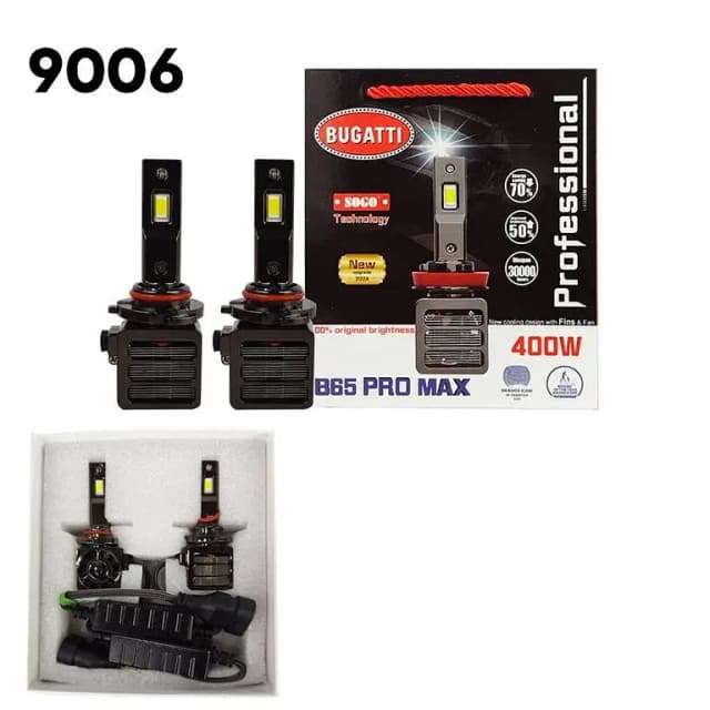 SOGO Bugatti B65 Pro Max Car LED Headlights - 40,000LM, 6500K, 400W with Super Focus and 1-Year Warranty