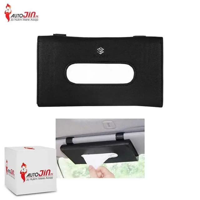 Suzuki Car Sun Visor Leather Tissue Box - Black