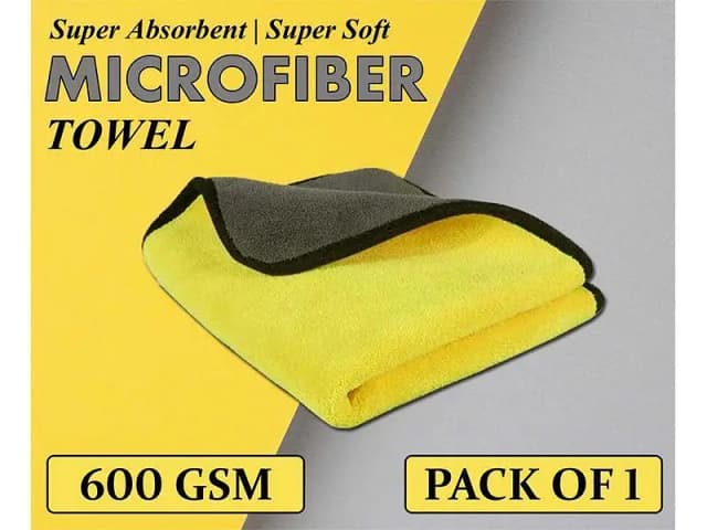 Micro Fiber Towel Laminated Double 600 GSM 30x30cm - Yellow Grey