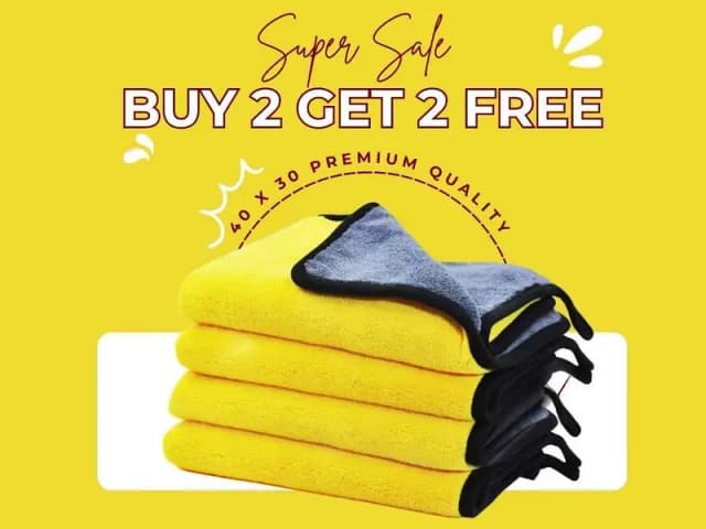 Microfiber Cloths | Buy 2 Microfibers Get 2 Microfibers Free | 40x30cm | Double Ply Laminated
