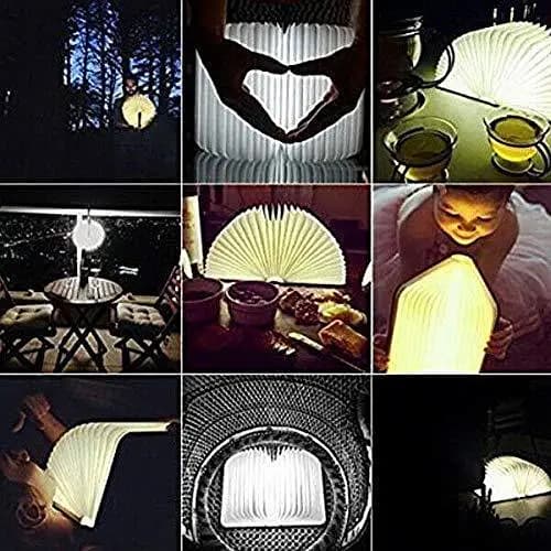 Rechargeable USB Magnetic Wooden Mini Book Table Lamp Light - Large