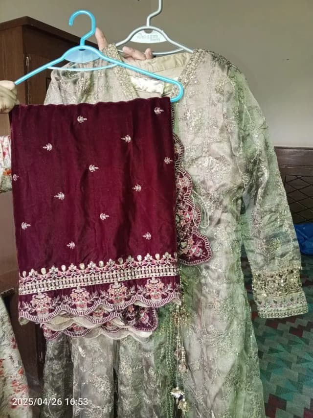 3 piece embroidered dress