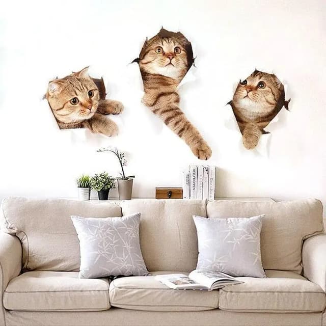 3D Wall Stickers of Cute Cats - Model xh6215