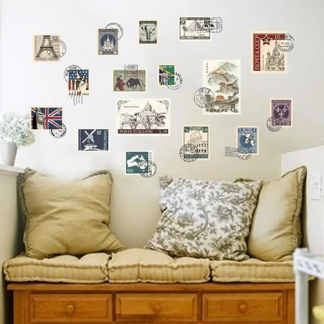 SK9169 Home Decorative Wall Decal - DIY Travel Stamps Stickers for Cities Around the World