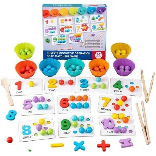 Montessori Bead Matching Game for Kids - Educational STEM Toy for Preschool Learning and Motor Skills Development