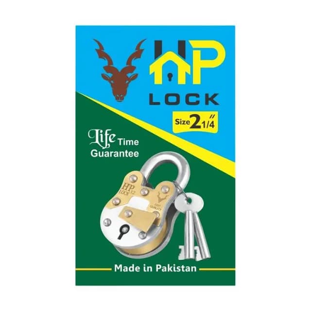 HP Lock 2x1/4 Padlock with 2 Plates and 3 Keys | Heavy-Duty Security Lock | Desi & Pakistani Aligarh Design