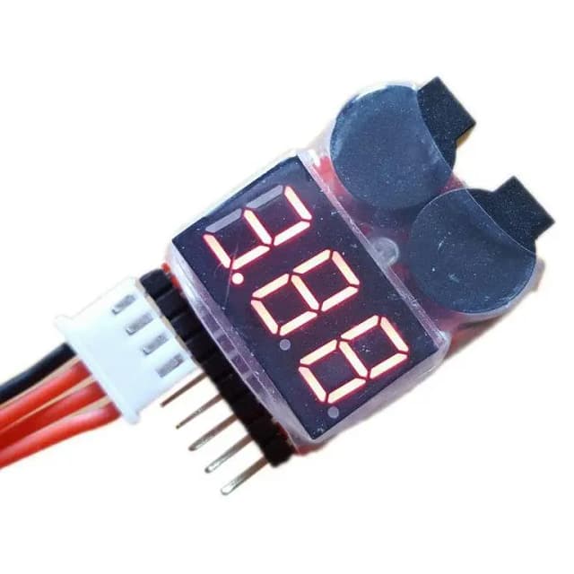 Lipo Battery Voltage Tester Meter & Low Voltage Buzzer Alarm 1-8S Lipo Li-ion LiFe LiMn Battery Checker Battery Monitor with LED & Buzzer Alert Prevent Overcharge & Overdischarge RC Drone FPV