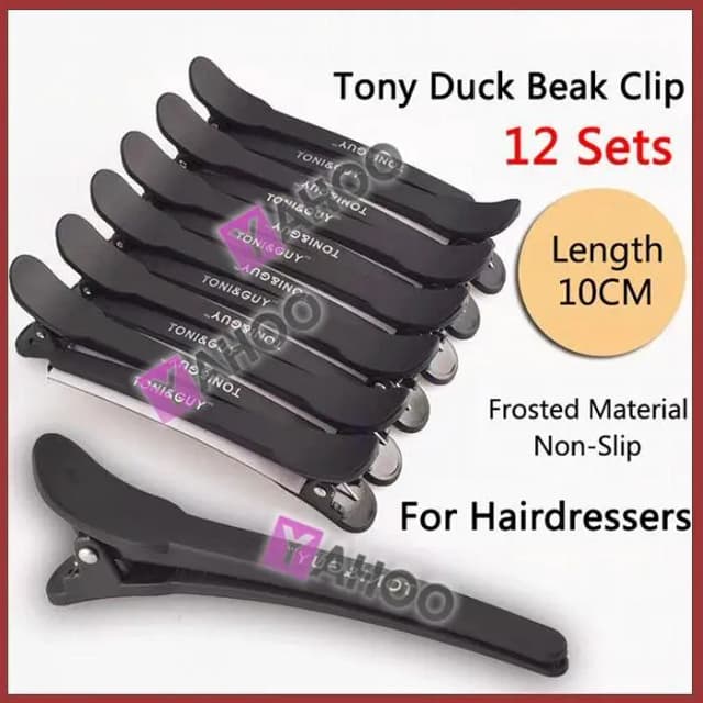 Pack of 12 Black Hair Grip Sectioning Clips - Essential Duck Clips for Salon and Home Use