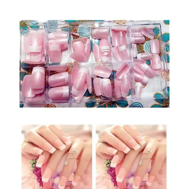 Box of 120 Pink and White Artificial Nails
