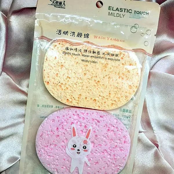 Set of 2 Softness Cleansing Sponges (7.5 cm diameter, assorted colors) for effective and gentle skincare.