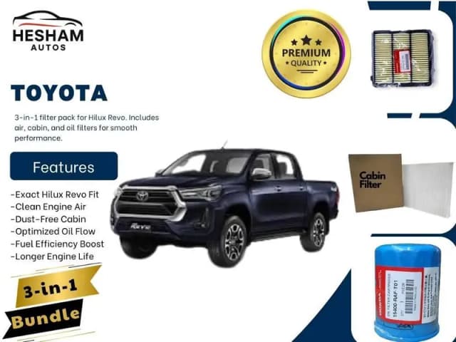Toyota Hilux Revo 2005–2016 | Maintenance Filter Pack – 3-in-1 | Air, Cabin & Oil Filters