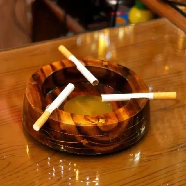 Wooden Ashtray with Golden Design - Multi-Functional & Elegant for Home or Office
