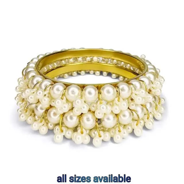 Gajra Pearl Traditional Kara Bangles for Women and Girls - Stylish Bangles Available in All Sizes