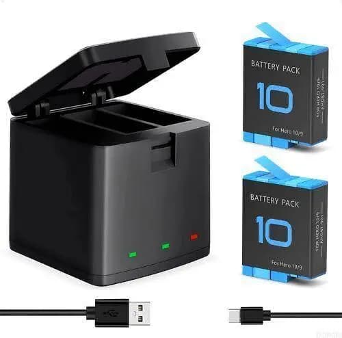 3-in-1 Charger and 2 Battery Pack for GoPro 9, 10, 11, 12