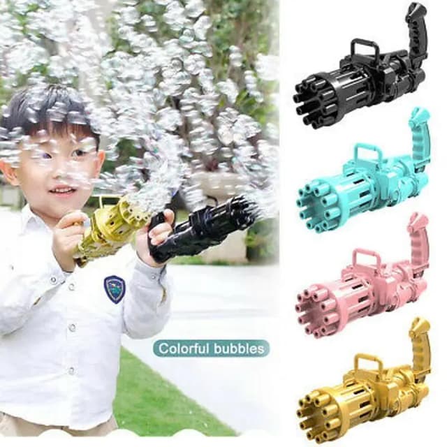 1 Piece 8-Hole Bubble Machine - Massive Bubble Gattler Toy Machine With Bubble liquid for Kids - Automatic Electric Bubble Maker Machine