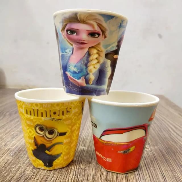 Pack Of 1, 2, 3 Melamine Medium Size Glass For Kids With Cartoon Characters Glass For Drinking Water