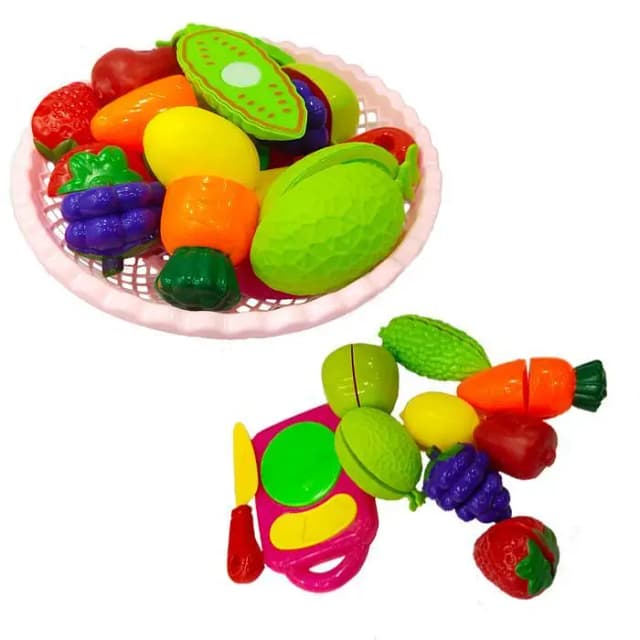 Cutting Fruits And Vegetables Toys With Beautiful Basket - 11 PCS