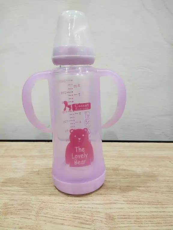 240ml Baby Glass Feeder with Handle and Durable Cover