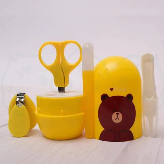 4-Piece Baby Nail Care Set with Cute Cartoon Design - Nail Clippers, Scissors, and Grooming Kit for Infants