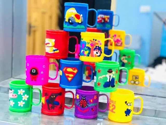 Plastic & Silicone 3D Cartoons Cup For Kids