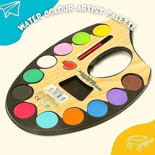 Watercolor Artist Palette with 12 Colors and Brush