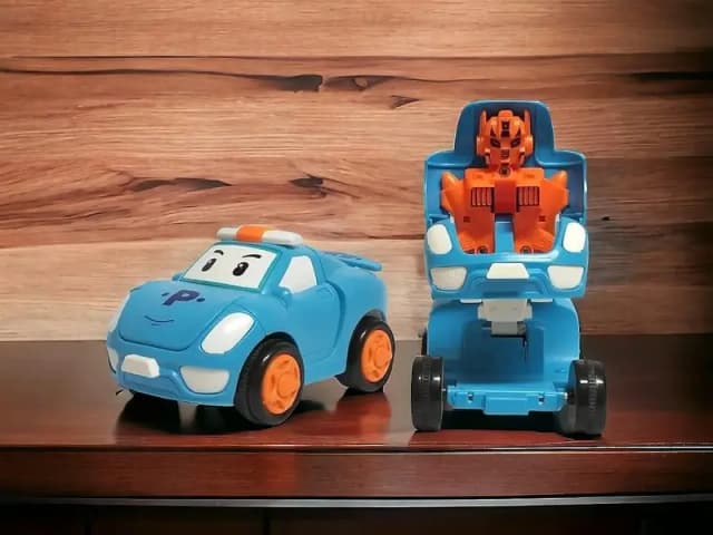 Police Mini Car Racing Friction Toy Racing De Forming Car to Robot Push Back N Go Toys for Kids