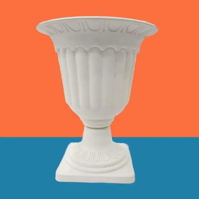 Set of 2 Oval White Plastic Pots for Artificial and Live Plants
