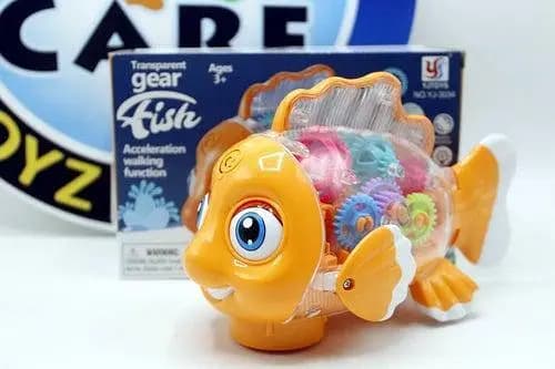 Transparent Gear Fish Toy, Baby Lights Music Light Fish Toy, Newborn Musical Early Educational Toy, Ideal Fish Toy For Floor Play, Birthday Gift for Kids