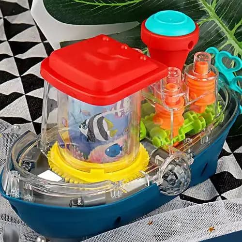 Transparent Gear Ship Boat, Music & Lighting Toy for Kids