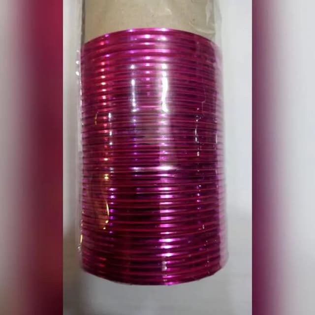 Pink Plain Metal Bangles - Pack of 36, Size 2.5