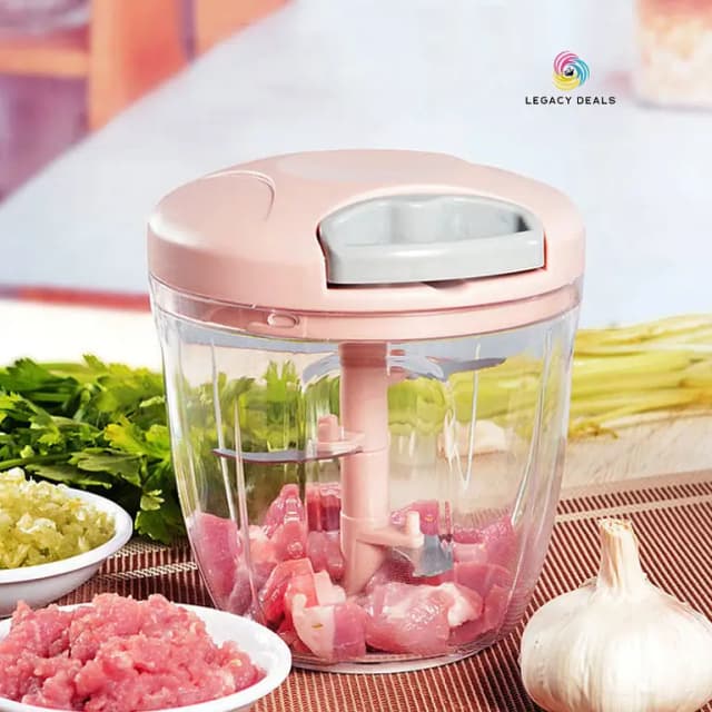 Legacy Deals Hand Pulled Speedy Chopper: Versatile Vegetable and Meat Grinder with 5 Blades for Manual Food Preparation