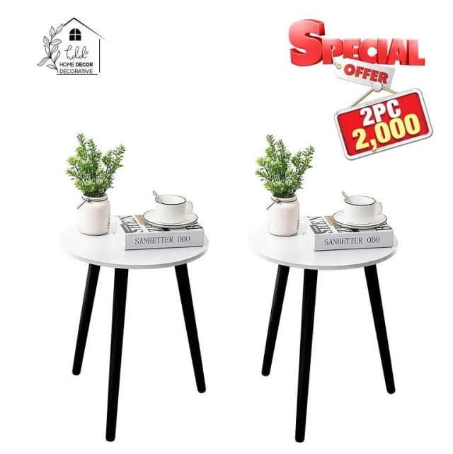 Coffee Table, Round Side Table, Black Nightstand End Table for Small Spaces, Living Room, Bedroom, Balcony, Easy Assembly Bedside Table with Blackwood Legs by Home Décor Decorative