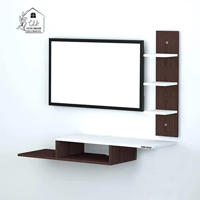 Floating TV Shelf Entertainment Center Wall Mounted Media Console/TV Stand/Floor Standing TV Unit/TV Cabinet/TV Entertainment Unit (Brown & White) - Ideal for Up to 50"(D. I. Y) by Home Décor
