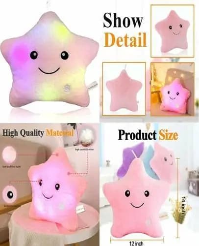 Luminous Relax Body Pillow by Creative Toy - Soft Plush Star-Shaped Cushion with LED Night Light for Kids