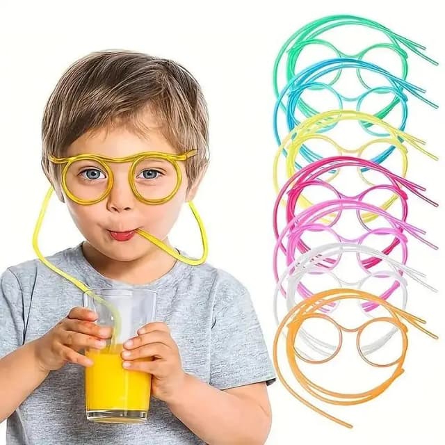 1 Piece Flexible Soft Straw Glasses - Unique Loop Drinking Straws in Random Colors