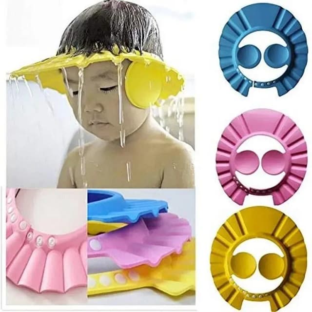 adjustable baby shampoo container bath bath shower cap hat wash hair shield ear baby safety protection ears