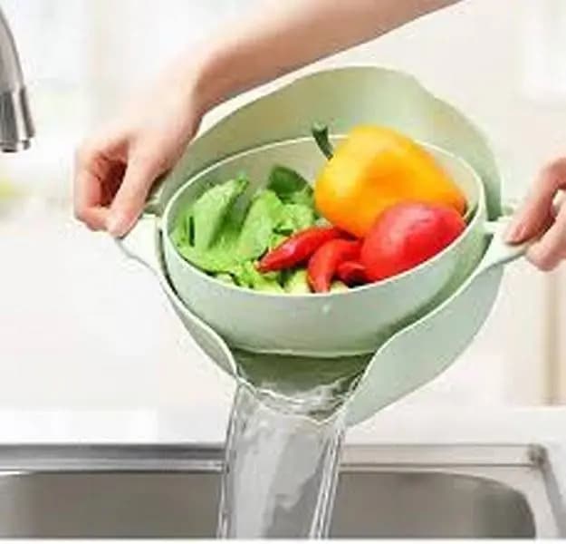 Bowl & Strainer for Washing Vegetable Rice and Fruits