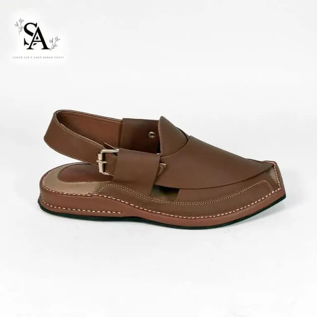 Premium Handmade Peshawari Chappal for Men - Classic Brown Leather Sandals with Comfortable Sole
