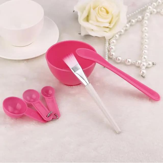 4-in-1 DIY Facial Mask Set with Mixing Bowl, Brush, and Spoons