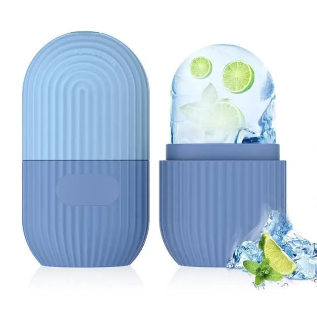 Light Blue Ice Face Roller by Reusable Silicone Mold for Facial Massage and Skin Care - Shrink Pores, Reduce Puffiness, Anti-Wrinkle
