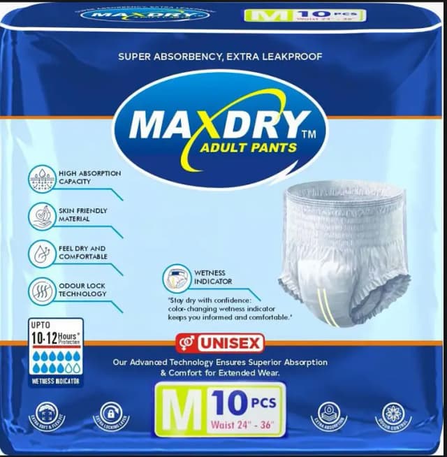 max dry adult daiper mediam size 10 pics