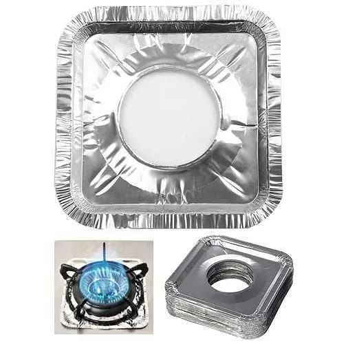 10 Pcs Square Gas Protector Burner Cover Liners Stove Top Aluminum Foil