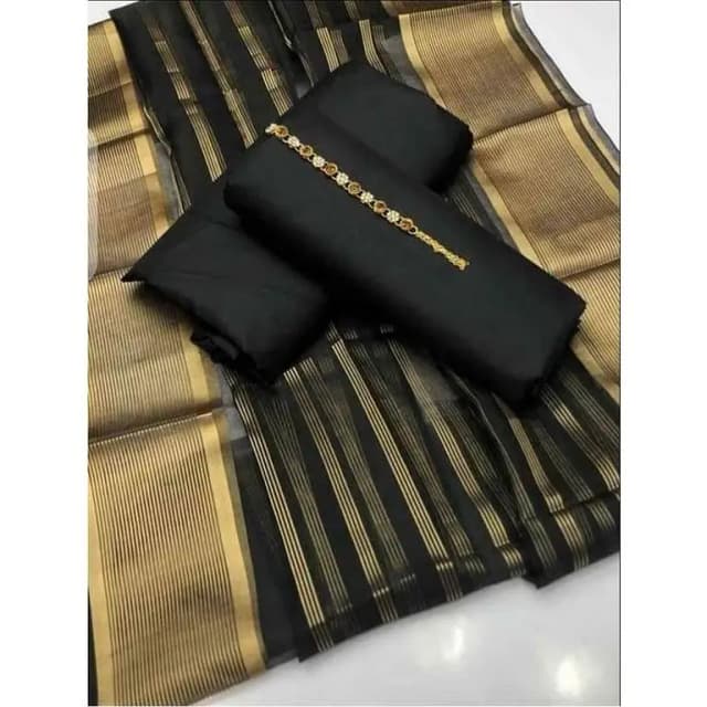 Shah Kamal Fabrics 3PC Un-stitched Suit: Katan Silk Shirt, Trouser, and Organza Dupatta for Women