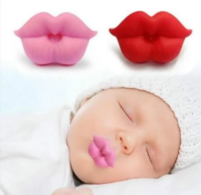 Silicone Baby Pacifier with Cute Moustache and Kiss Lip - BPA Free, Unisex