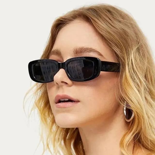 DC Classic Rectangle Frame Sunglasses for Women and Men | Vintage Small Square Retro Sunglasses