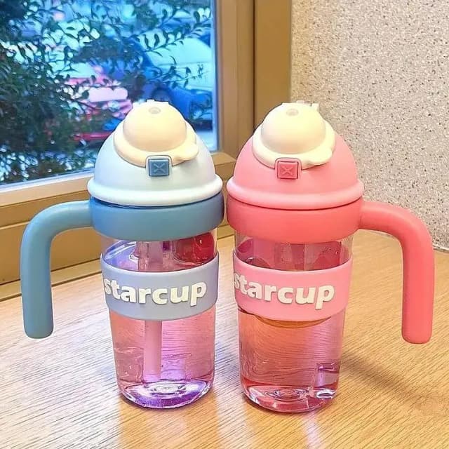 Square Food-Grade Bottle Handle Lid Set with Straw Accessories for Converting Baby Bottles to Water Cups
