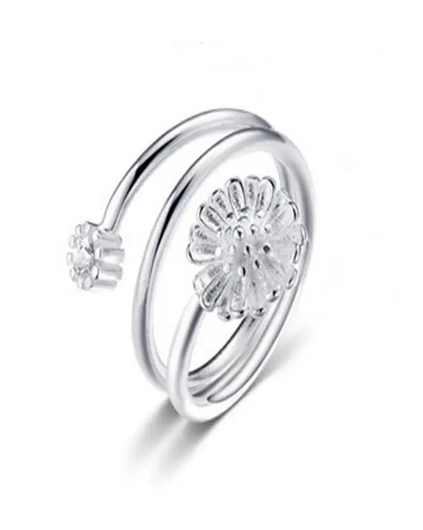 Cute Style Little Dazzling Flower Fashion Ring, Silver plated Premium Quality Money Back Guaranty