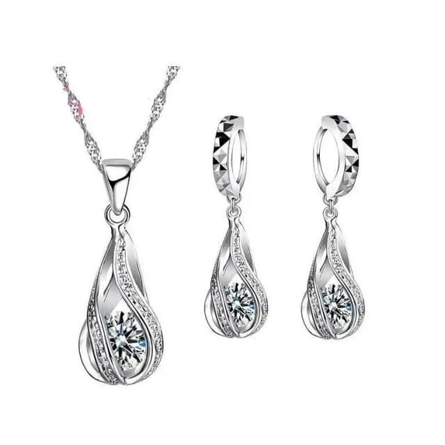925 Silver Stamped Jewelry Set Women Fashion Sterling Silver Jewelry Set for Girls