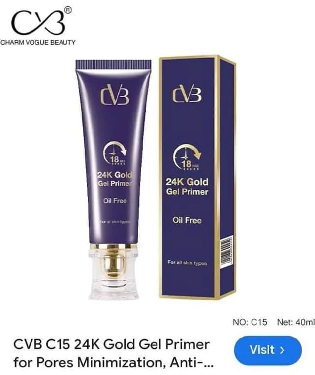 24K Gold Gel Primer for Pores  Minimization, Anti-Ageing Oil-Free & Fragrance-Free Makeup Base (Gold, 40ml)